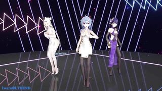 0241 -【R18-MMD】Genshin Impact 原神 Raiden Shogun + Ningguang + Ganyu - Wave