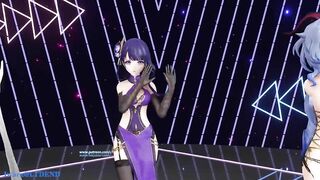 0241 -【R18-MMD】Genshin Impact 原神 Raiden Shogun + Ningguang + Ganyu - Wave