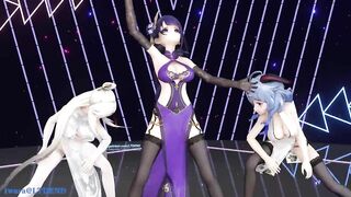 0241 -【R18-MMD】Genshin Impact 原神 Raiden Shogun + Ningguang + Ganyu - Wave