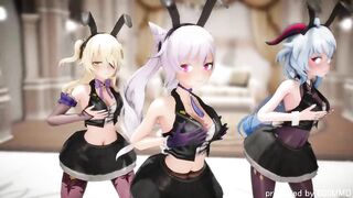 0345 -【R18-MMD】 Genshin Impact Fischl, Ganyu & Keqing 原神甘雨刻晴- Bunny style