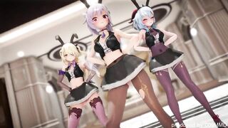 0345 -【R18-MMD】 Genshin Impact Fischl, Ganyu & Keqing 原神甘雨刻晴- Bunny style