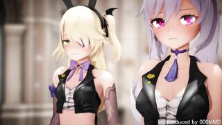 0345 -【R18-MMD】 Genshin Impact Fischl, Ganyu & Keqing 原神甘雨刻晴- Bunny style