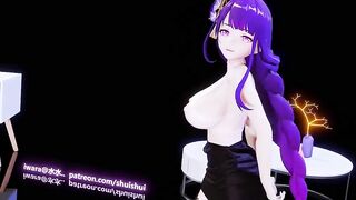 0339 -【R18-MMD】ShuiShui - Genshin Impact 原神 Raiden Shogun Ei 雷电将军 黑丝吊带雷神大兔兔