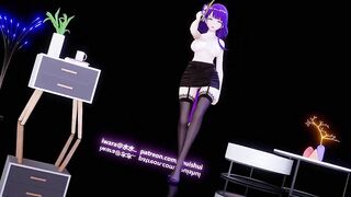 0339 -【R18-MMD】ShuiShui - Genshin Impact 原神 Raiden Shogun Ei 雷电将军 黑丝吊带雷神大兔兔
