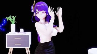 0339 -【R18-MMD】ShuiShui - Genshin Impact 原神 Raiden Shogun Ei 雷电将军 黑丝吊带雷神大兔兔