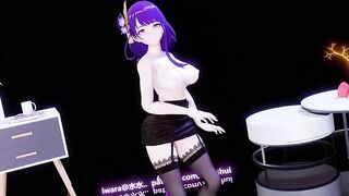 0339 -【R18-MMD】ShuiShui - Genshin Impact 原神 Raiden Shogun Ei 雷电将军 黑丝吊带雷神大兔兔