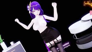 0339 -【R18-MMD】ShuiShui - Genshin Impact 原神 Raiden Shogun Ei 雷电将军 黑丝吊带雷神大兔兔