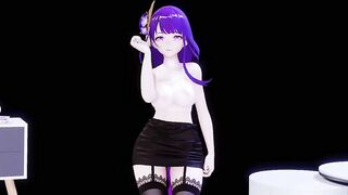 0339 -【R18-MMD】ShuiShui - Genshin Impact 原神 Raiden Shogun Ei 雷电将军 黑丝吊带雷神大兔兔