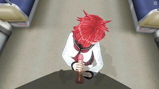 3D HENTAI Schoolgirl Handjob cock to a friend on the train