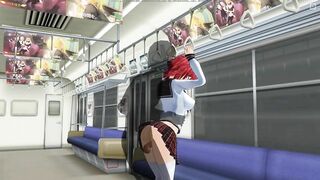 3D HENTAI Redhead schoolgirl gets fucked in the ass in a train car