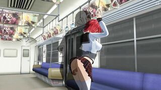 3D HENTAI Redhead schoolgirl gets fucked in the ass in a train car