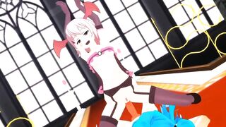 【SEX-MMD】Miku Fucks Succubus-Chan (Futanari)【R-18】