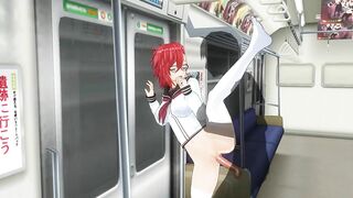 3D HENTAI Schoolgirl fucked against the wall in the night subway car