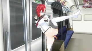 3D HENTAI Schoolgirl fucked against the wall in the night subway car