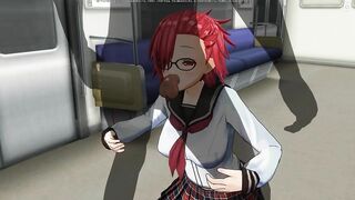 3D HENTAI Schoolgirl sucks a big dick in a subway car