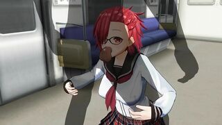 3D HENTAI Schoolgirl sucks a big dick in a subway car
