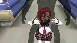 3D HENTAI Schoolgirl sucks a big dick in a subway car