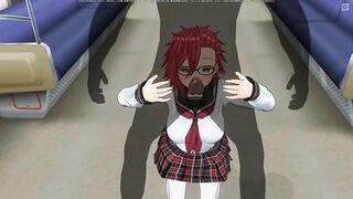 3D HENTAI Schoolgirl sucks a big dick in a subway car