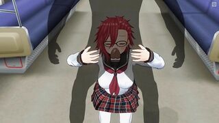3D HENTAI Schoolgirl sucks a big dick in a subway car