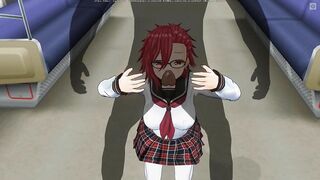 3D HENTAI Schoolgirl sucks a big dick in a subway car