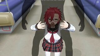 3D HENTAI Schoolgirl sucks a big dick in a subway car