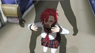 3D HENTAI Schoolgirl sucks a big dick in a subway car