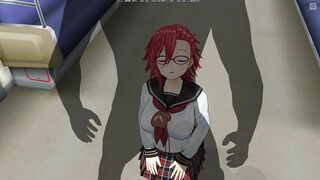 3D HENTAI Schoolgirl sucks a big dick in a subway car