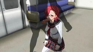 3D HENTAI Schoolgirl sucks a big dick in a subway car