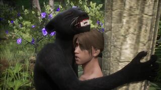 Realistic furry suit blowjob and fucking (black panther version)