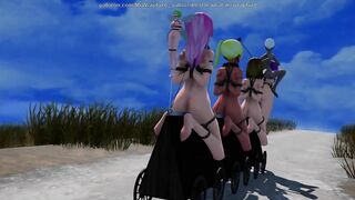 Riding The Wooden Horse Train (Yuri Bondage Sex) - 3D MMD
