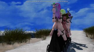 Riding The Wooden Horse Train (Yuri Bondage Sex) - 3D MMD