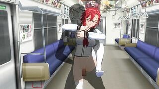 3D HENTAI Schoolgirl can't stop fucking big cock on the train