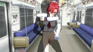 3D HENTAI Schoolgirl can't stop fucking big cock on the train