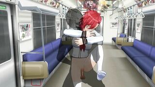 3D HENTAI Schoolgirl can't stop fucking big cock on the train