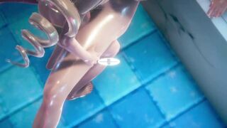 Tsunade is facked in the pool by a twintails sexy futa girl