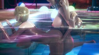 Tsunade is facked in the pool by a twintails sexy futa girl