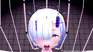 Re:Zero - Sex Slave Rem Gets Trained by Machines Bondage Sounding Spanking Squirting