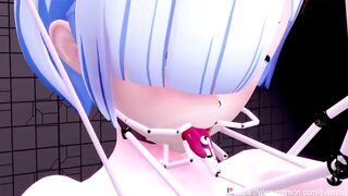 Re:Zero - Sex Slave Rem Gets Trained by Machines Bondage Sounding Spanking Squirting