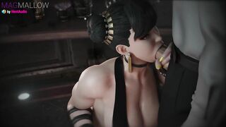 Goth Chun-Li Blowjob with cum on her titrs (Street Fighter 3d animation with sound)