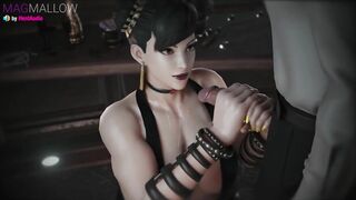 Goth Chun-Li Blowjob with cum on her titrs (Street Fighter 3d animation with sound)