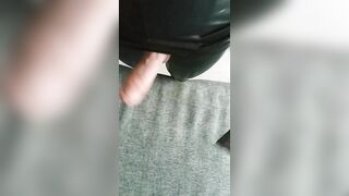 in leather leggings smacking my dick.