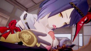 Kujou Sara x Arataki Itto Genshin Impact 3D HENTAI Shortver Part 3/6
