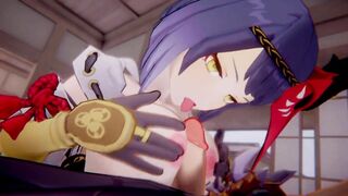 Kujou Sara x Arataki Itto Genshin Impact 3D HENTAI Shortver Part 3/6