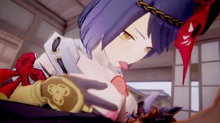 Kujou Sara x Arataki Itto Genshin Impact 3D HENTAI Shortver Part 3/6