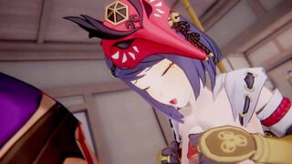 Kujou Sara x Arataki Itto Genshin Impact 3D HENTAI Shortver Part 3/6