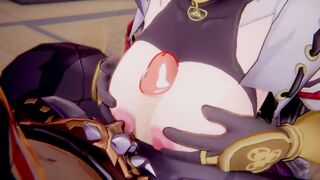 Kujou Sara x Arataki Itto Genshin Impact 3D HENTAI Shortver Part 3/6