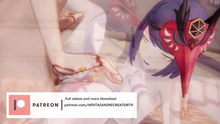 Kujou Sara x Arataki Itto Genshin Impact 3D HENTAI Shortver Part 3/6