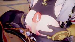 Kujou Sara x Arataki Itto Genshin Impact 3D HENTAI Shortver Part 3/6