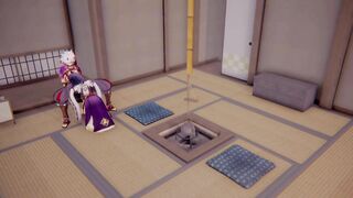 Kujou Sara x Arataki Itto Genshin Impact 3D HENTAI Shortver Part 2/6