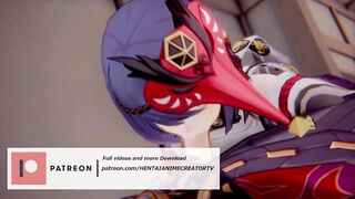Kujou Sara x Arataki Itto Genshin Impact 3D HENTAI Shortver Part 1/6